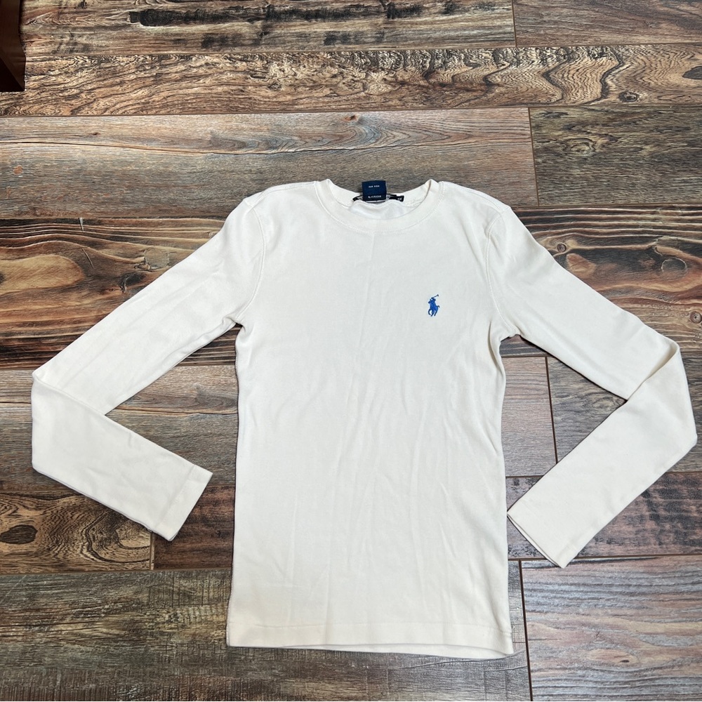 Ralph Lauren Sport Cream 100% Cotton Long Sleeve Shirt Size XS